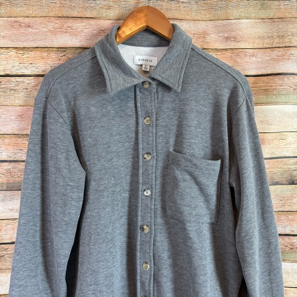 Evereve Women’s Gray Ruby Soft Brushed Button Down Shacket Top Size Medium - Picture 3 of 11